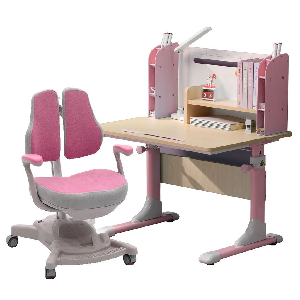 Height Adjustable Children Kids Ergonomic Study Desk 80cm Pink AU - SILBERSHELL