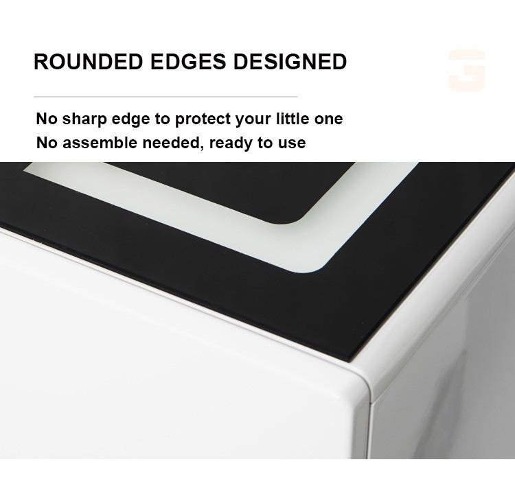 Smart Bedside Tables Side 3 Drawers Wireless Charging USB Left Hand Nightstand LED Light AU Black - SILBERSHELL