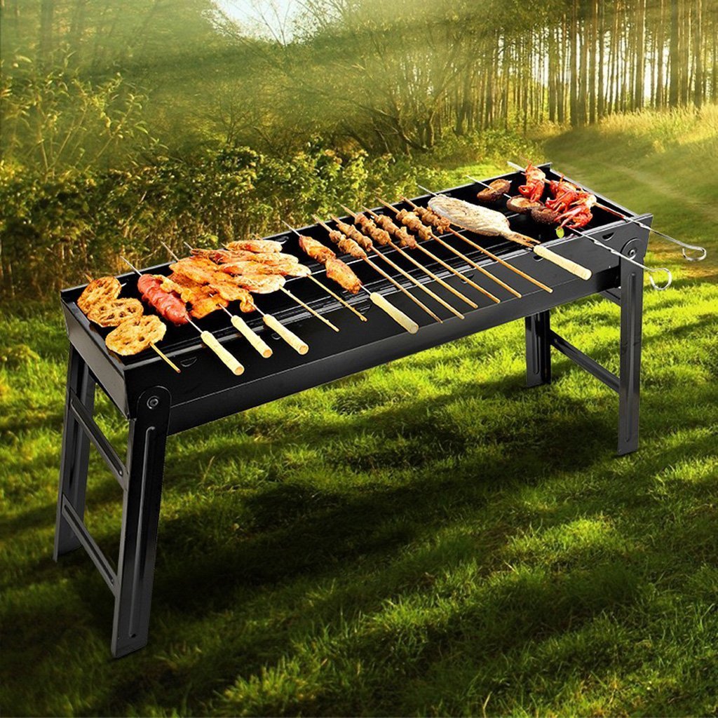 Foldable Portable BBQ Charcoal Grill Barbecue Camping Hibachi Picnic Large - SILBERSHELL