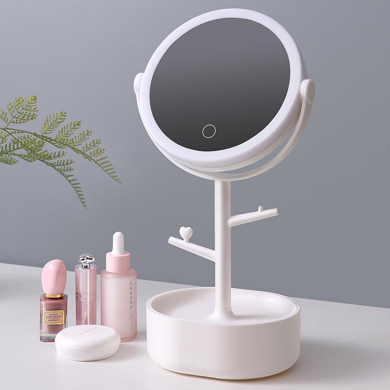 Ecoco Smart LED Light Cosmetic Makeup Mirror USB Touch Screen Home Desk Vanity 360° Pink - SILBERSHELL