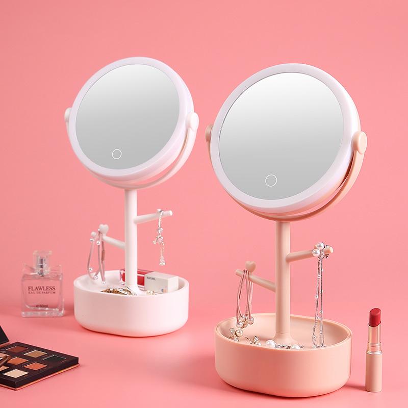 Ecoco Smart LED Light Cosmetic Makeup Mirror USB Touch Screen Home Desk Vanity 360° White - SILBERSHELL