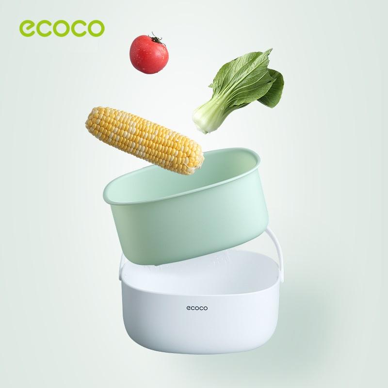 Ecoco Double Drain Basket Bowl Washing Kitchen Strainer Noodles Vegetables Fruit Sink Supplies Green - SILBERSHELL