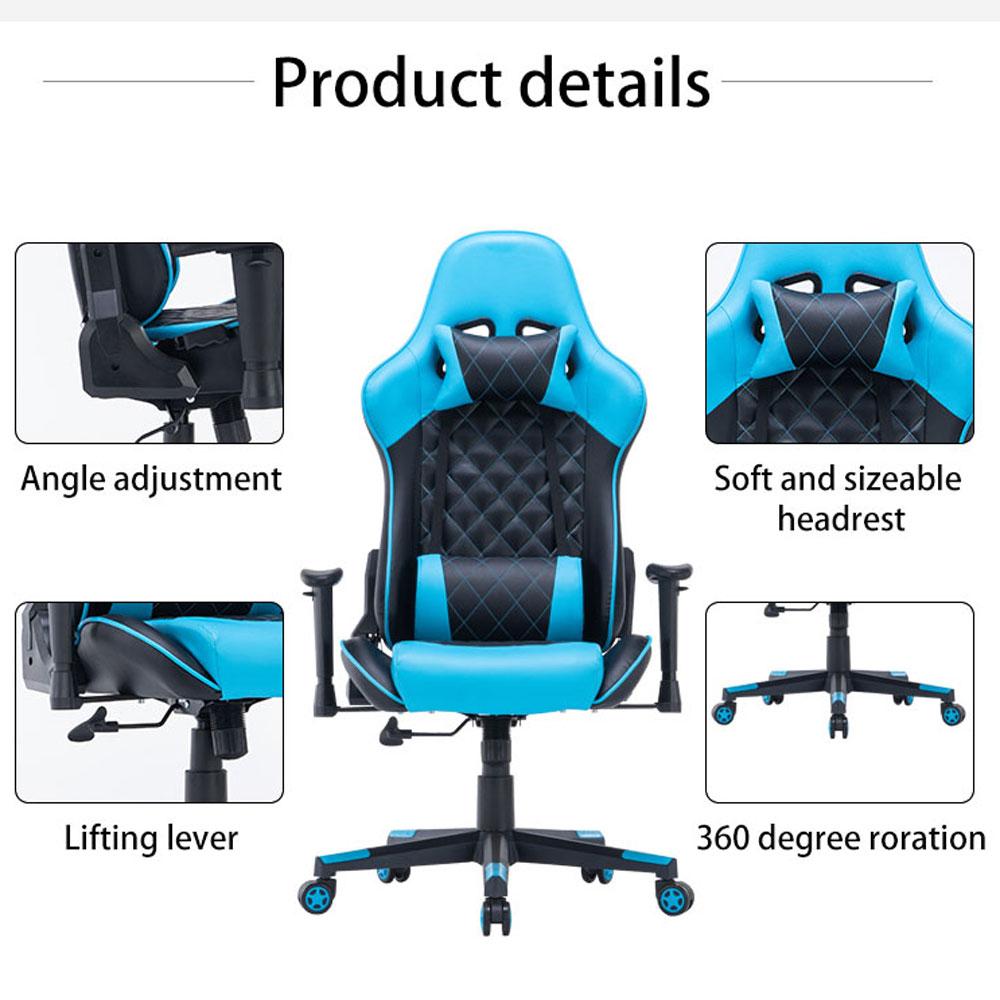 Gaming Chair Ergono Black REdmic Racing chair 165° Reclining Gaming Seat 3D Armrest Footrest - SILBERSHELL