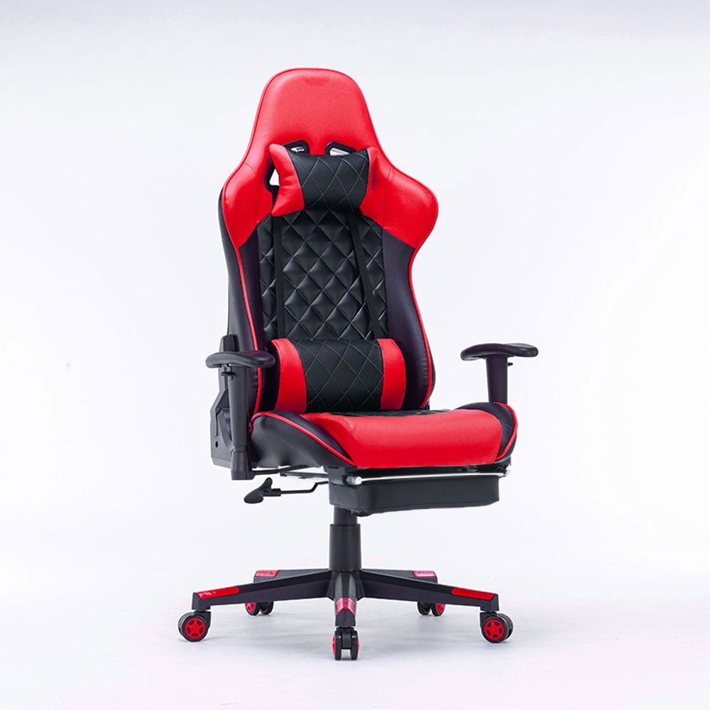 Gaming Chair Ergonomic Racing chair 165° Reclining Gaming Seat 3D Armrest Footrest Red Black - SILBERSHELL