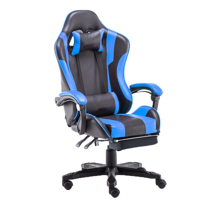 Gaming Chair Office Computer Seating Racing PU Executive Racer Recliner Large Blue - SILBERSHELL