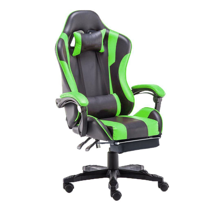 Gaming Chair Office Computer Seating Racing PU Executive Racer Recliner Large Green - SILBERSHELL