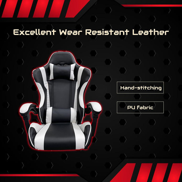 Gaming Chair Office Computer Seating Racing PU Executive Racer Recliner Large Black Red - SILBERSHELL