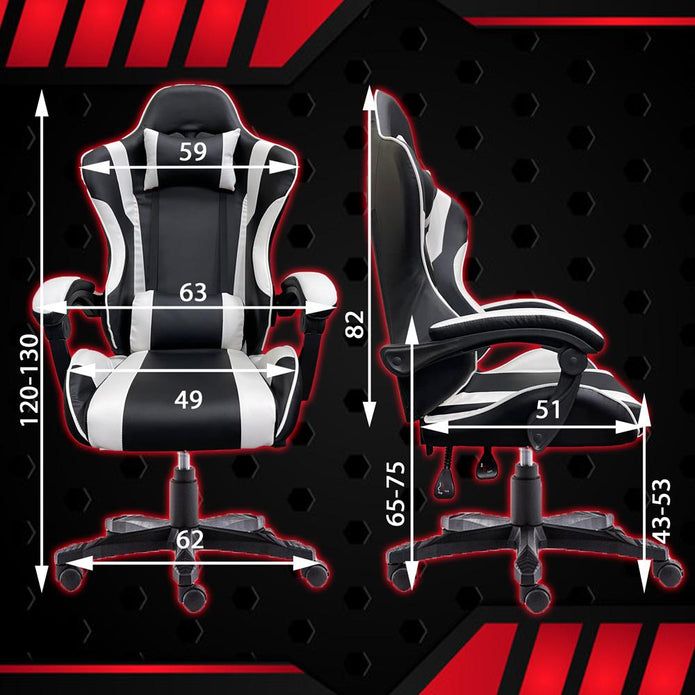 Gaming Chair Office Computer Seating Racing PU Executive Racer Recliner Large Black Red - SILBERSHELL