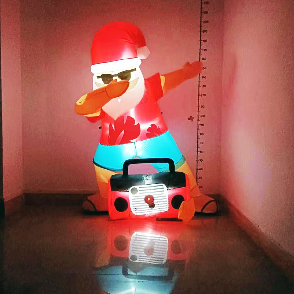 Radiant Christmas Lights Radio Xmas Inflatable Santa Beach Post 1.8m Height with Music - SILBERSHELL