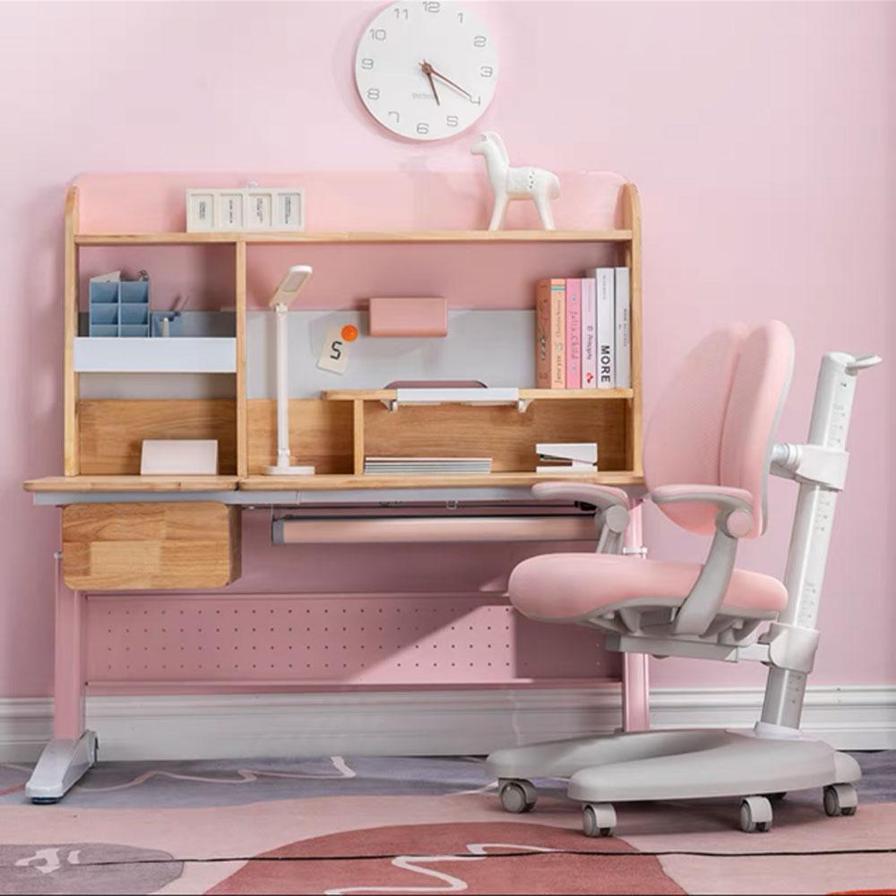 Solid Rubber Wood Height Adjustable Children Kids Ergonomic Blue  Study Desk Chair Set  120cm AU - SILBERSHELL
