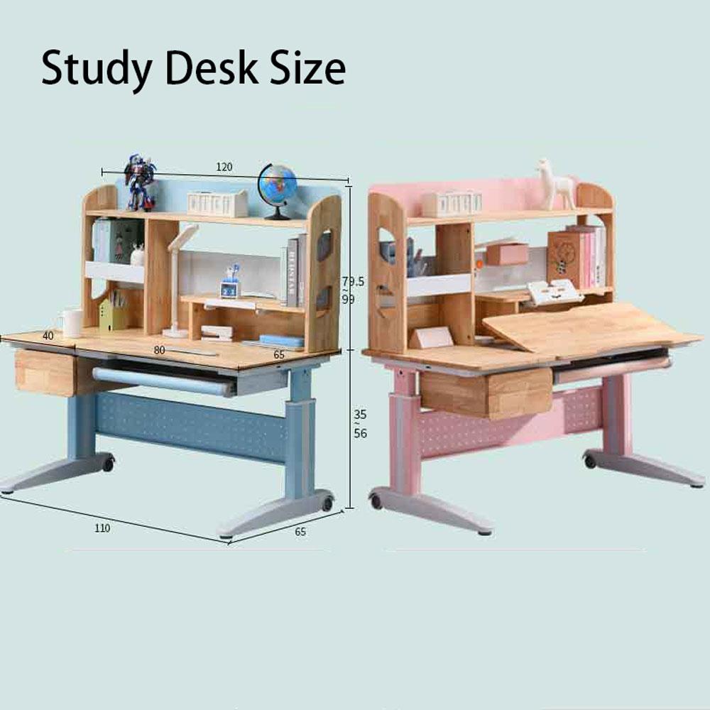 Solid Rubber Wood Height Adjustable Children Kids Ergonomic Pink Study Desk Only 120cm AU - SILBERSHELL