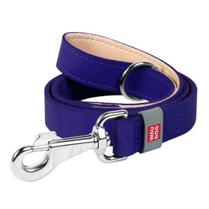 Waudog Flat Leather Clip Leash 25MM PURPLE 122CM - SILBERSHELL