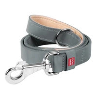 Waudog Flat Leather Clip Leash 25MM GREY 122CM - SILBERSHELL