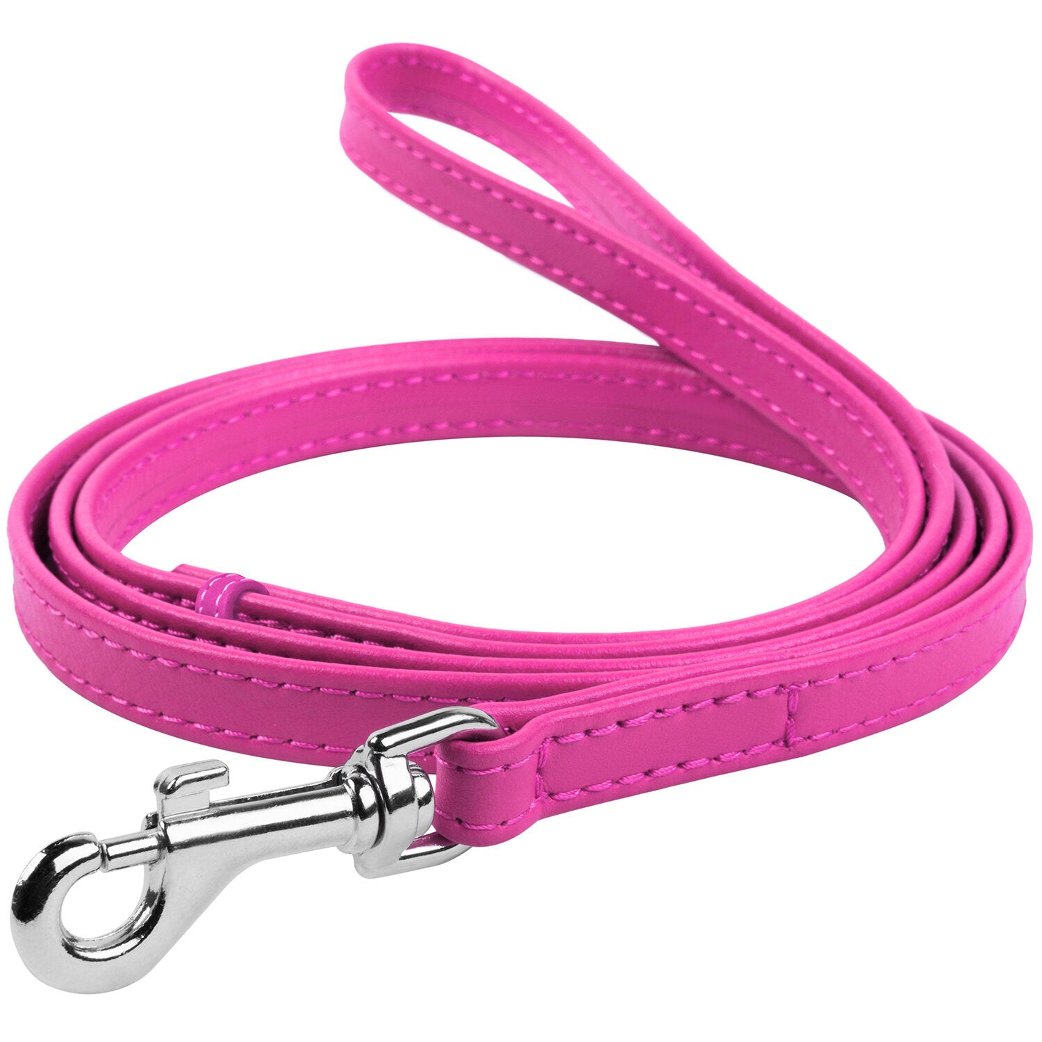 Waudog Leather Flat Clip Leash W9MM - L122CM PINK - SILBERSHELL