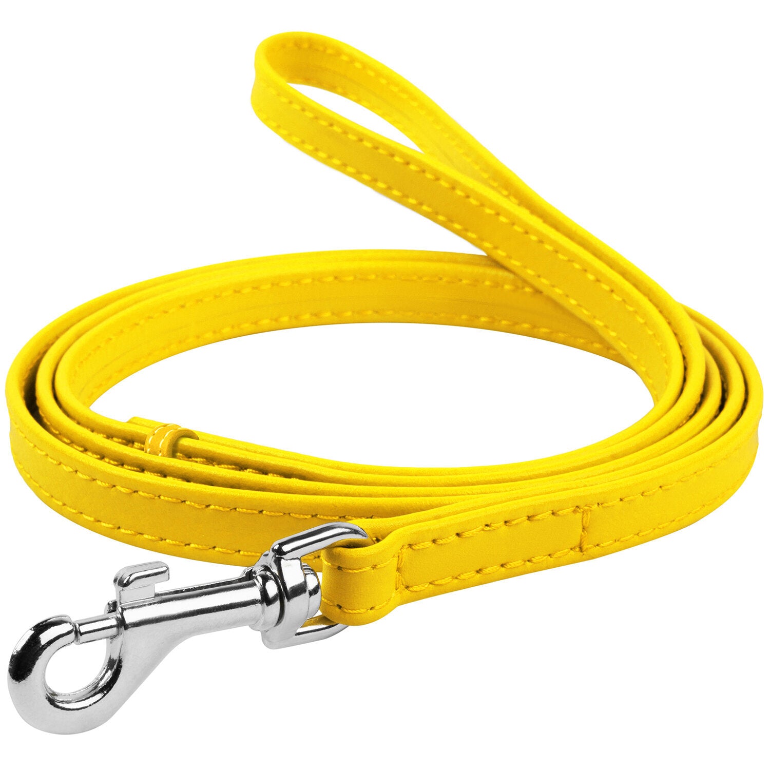 Waudog Leather Flat Clip Leash W9MM - L122CM YELLOW - SILBERSHELL