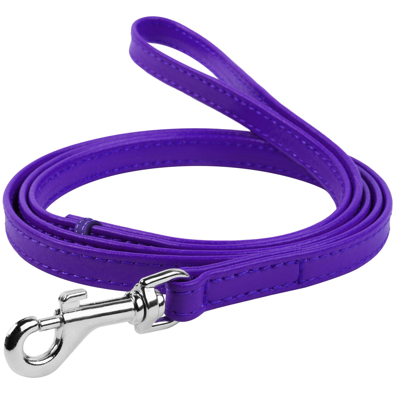 Waudog Leather Flat Clip Leash W9MM - L122CM PURPLE - SILBERSHELL