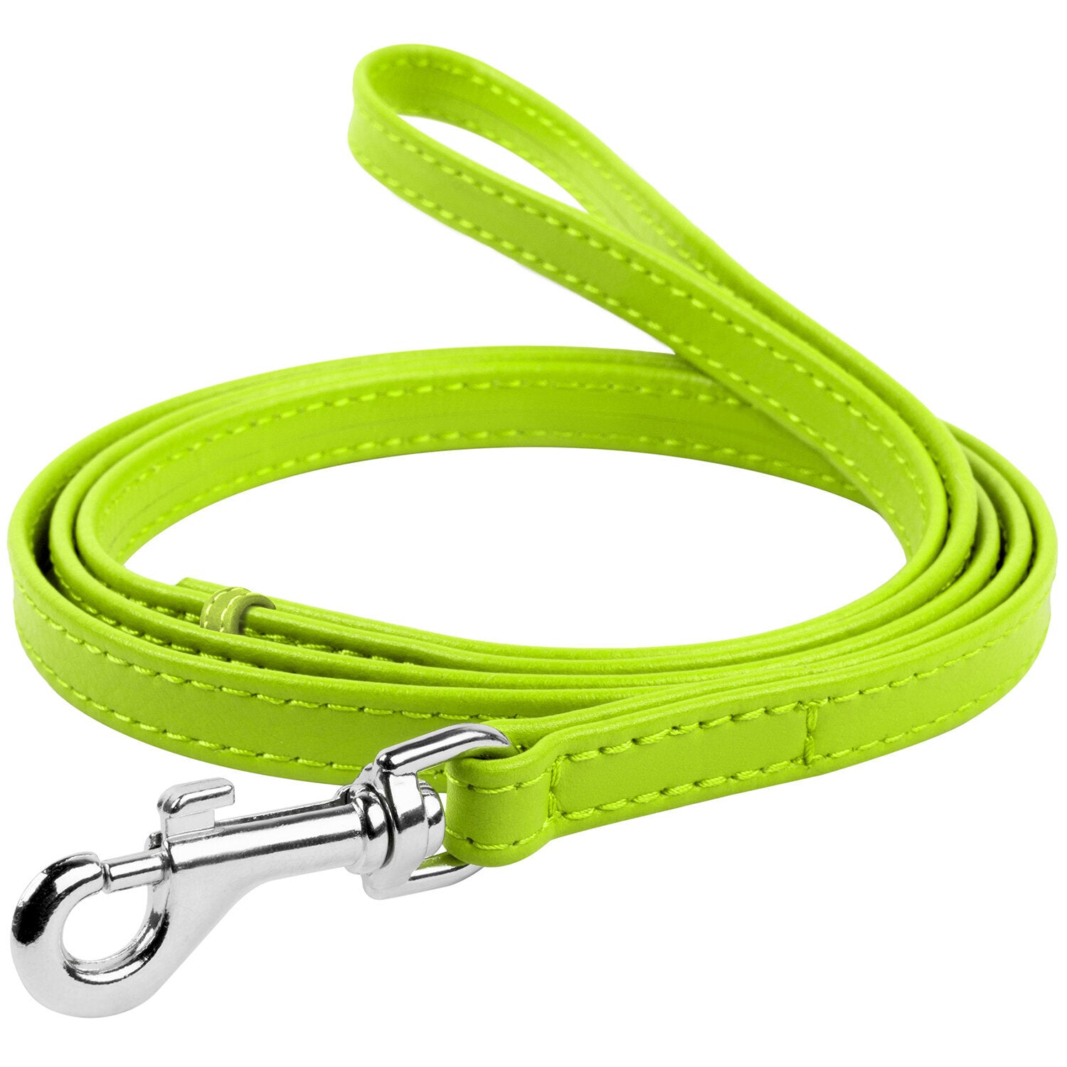 Waudog Leather Flat Clip Leash W25MM - L122CM GREEN - SILBERSHELL