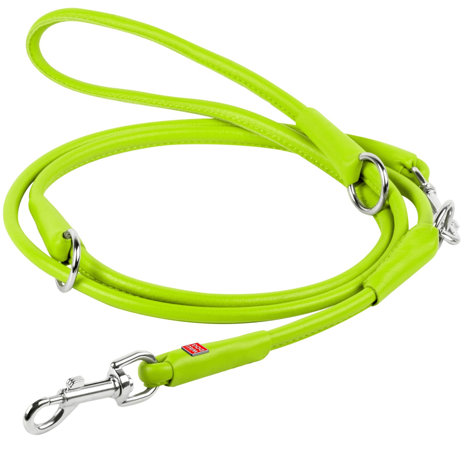 Waudog Green Leather Round Adjustable Clip Leash W10MM-L183CM - SILBERSHELL