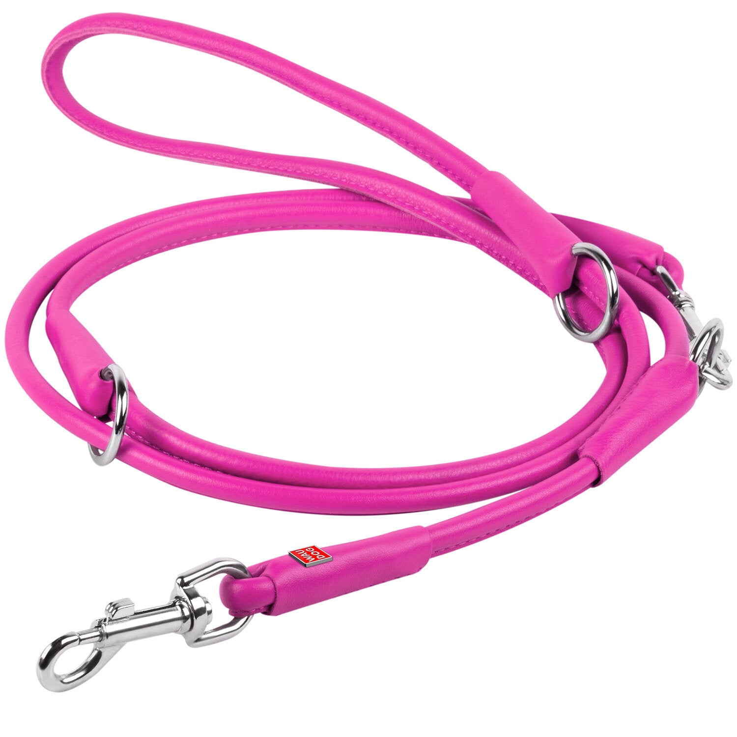 Waudog Pink Leather Round Adjustable Clip Leash W10MM-L183CM - SILBERSHELL