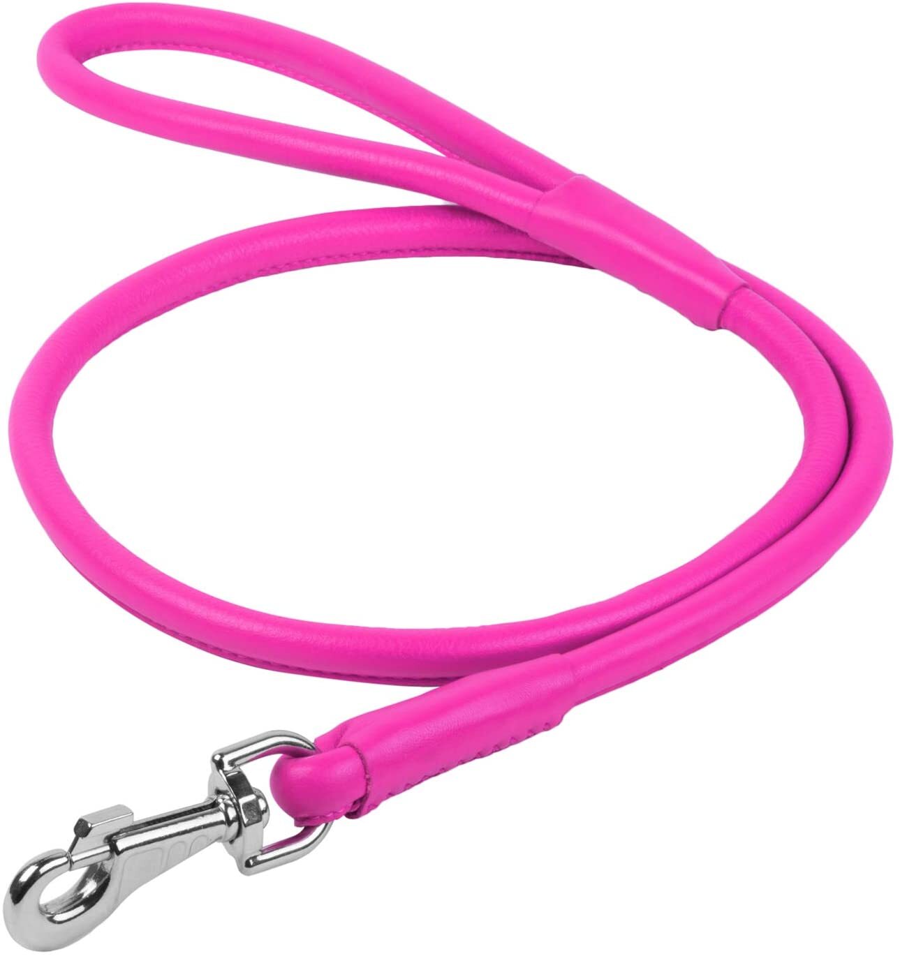 Waudog Leather Round Clip Leash W4MM - L183CM PINK - SILBERSHELL