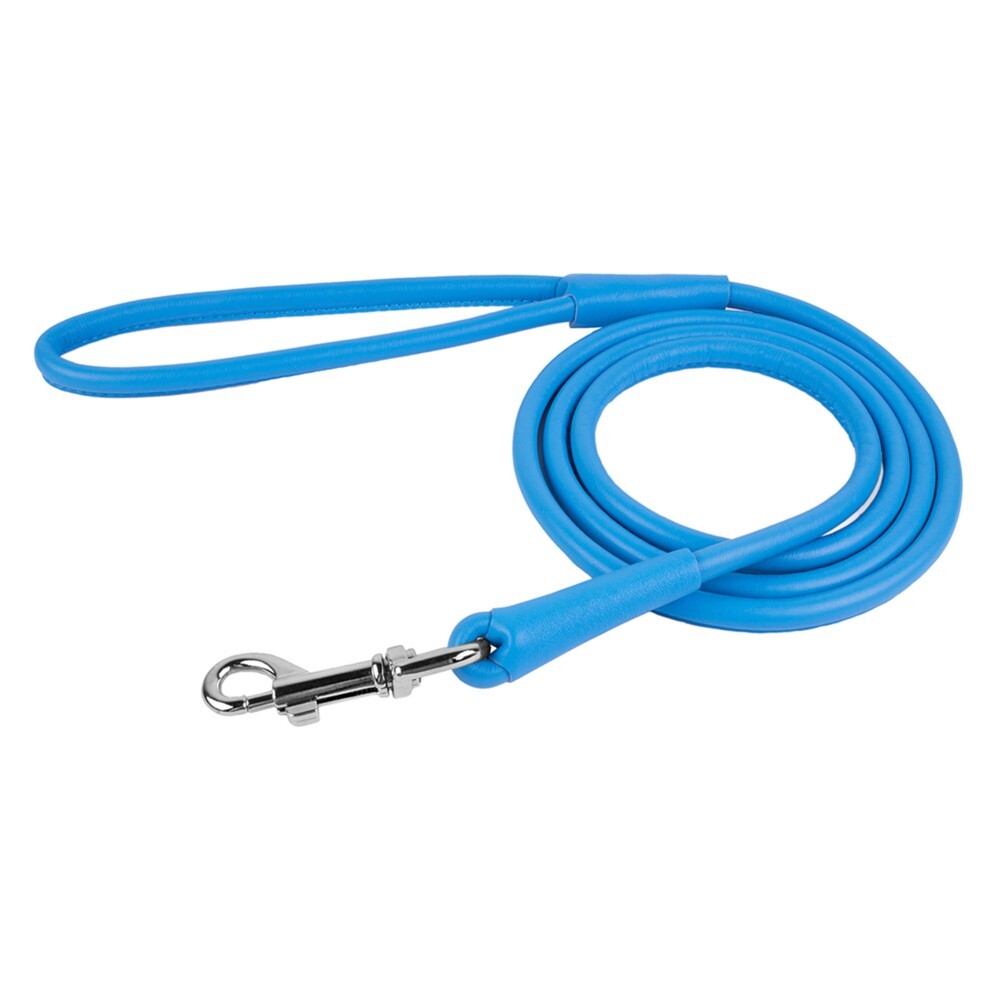 Waudog Leather Round Clip Leash W6MM - L183CM BLUE - SILBERSHELL