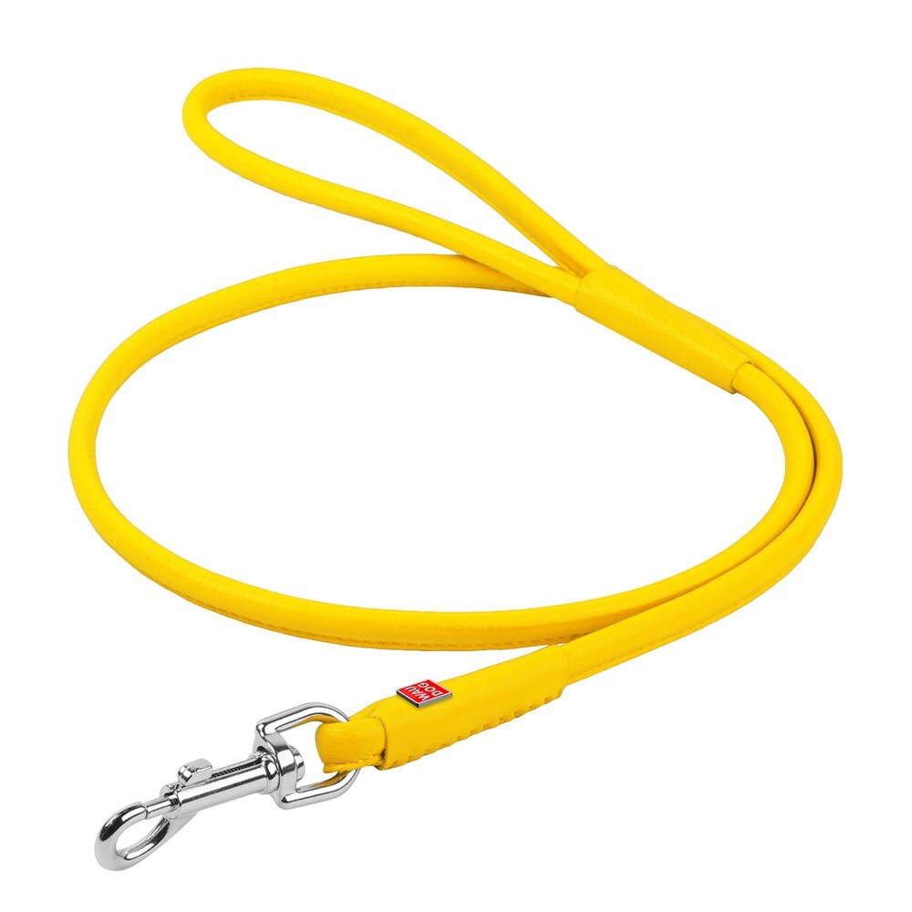 Waudog Leather Round Clip Leash W6MM - L183CM YELLOW - SILBERSHELL