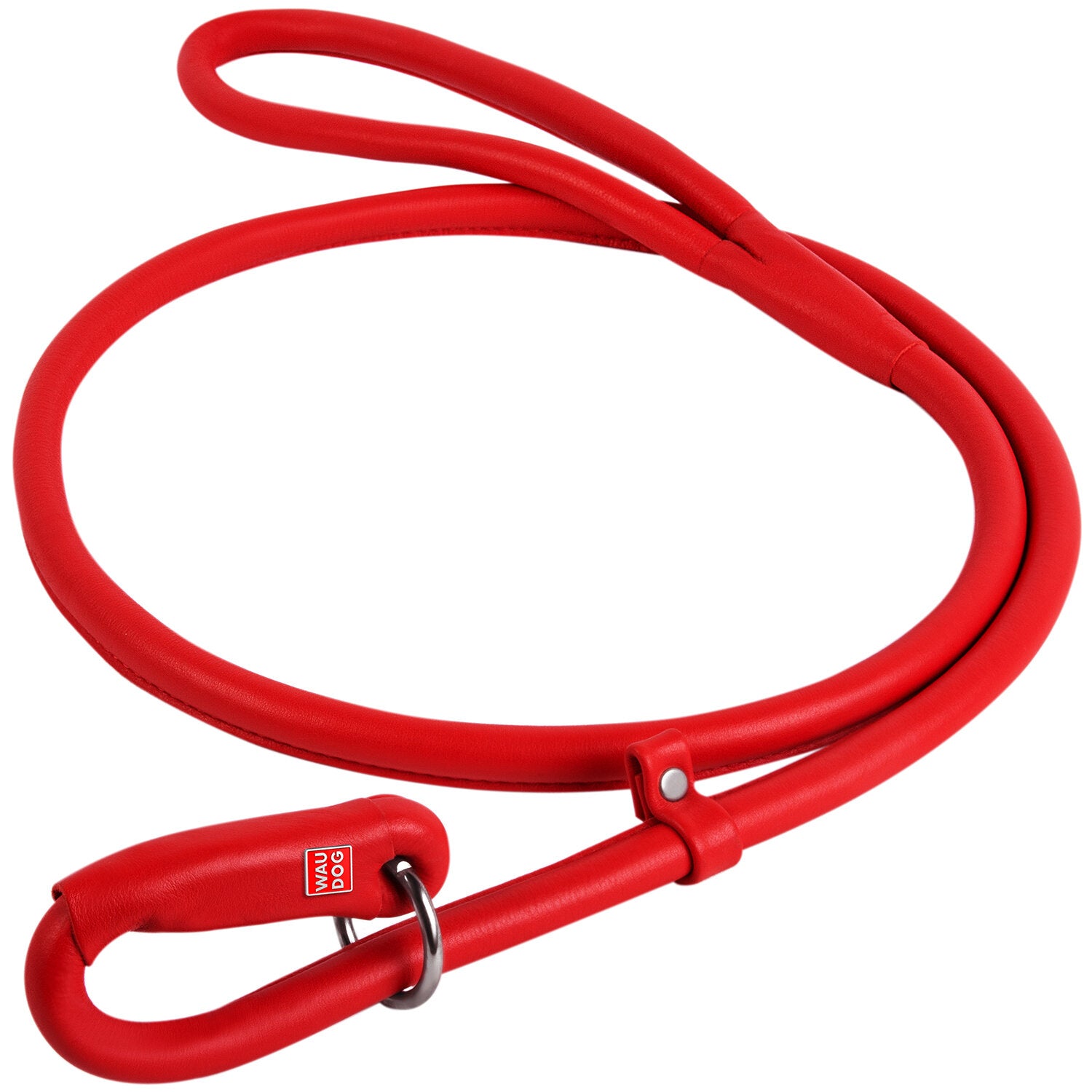 Waudog Leather Round Slip Leash W6MM- L183CM RED - SILBERSHELL