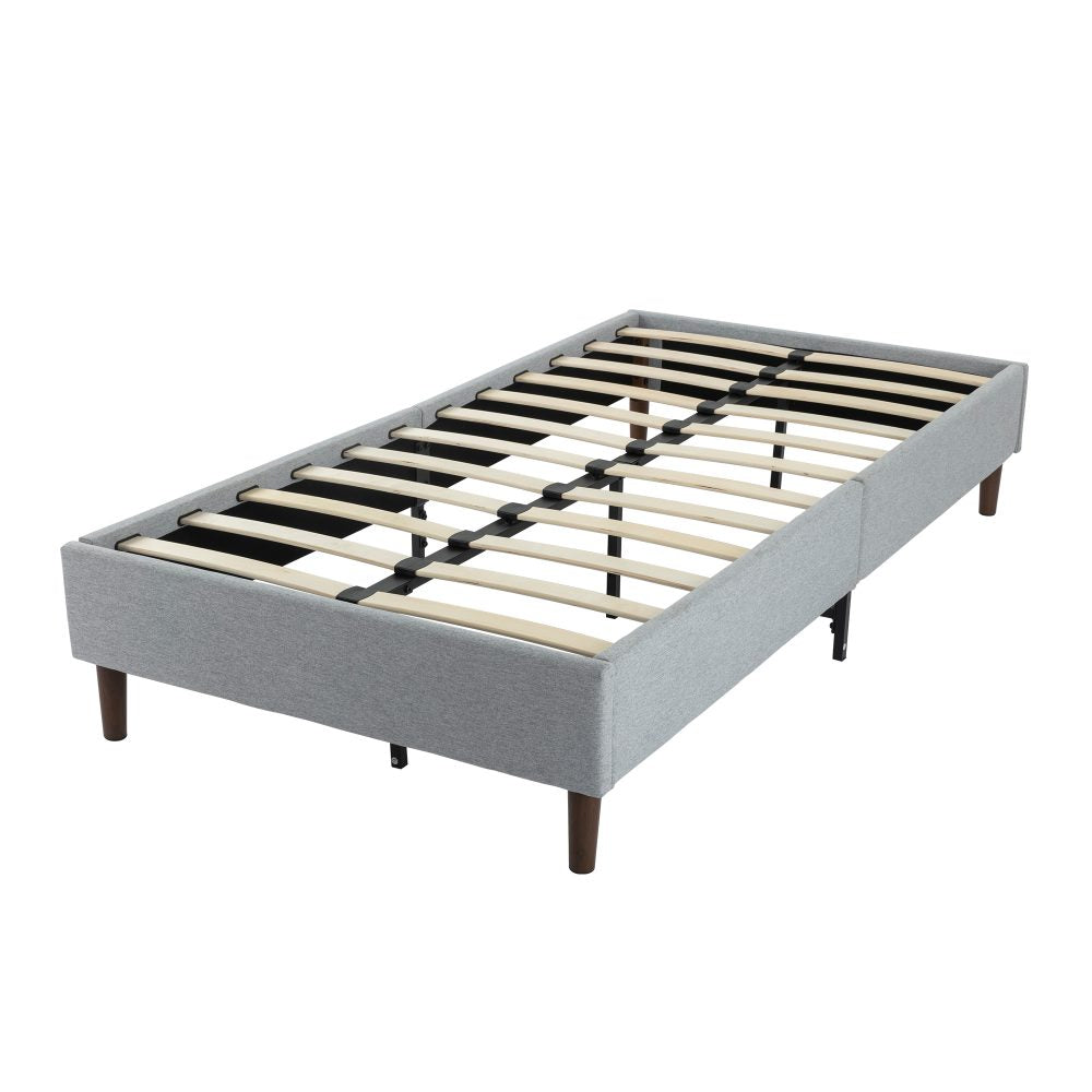 Bedframe with Wooden Slats (Light Grey) - Single - SILBERSHELL