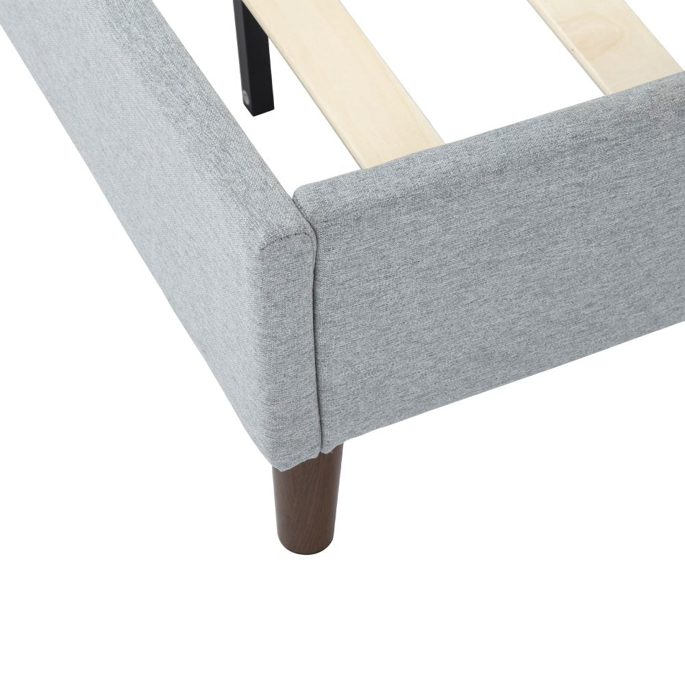 Bedframe with Wooden Slats (Light Grey) - Single - SILBERSHELL