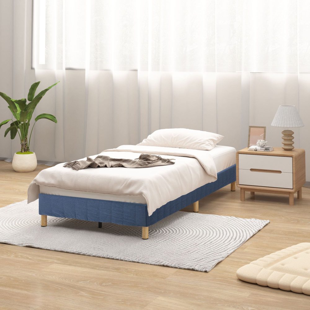 Metal Bed Frame Mattress Foundation Blue - King - SILBERSHELL