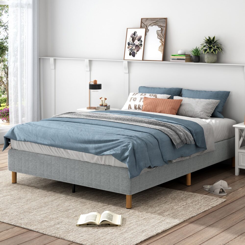 Metal Bedframe Mattress Foundation (Light Grey) - Single - SILBERSHELL