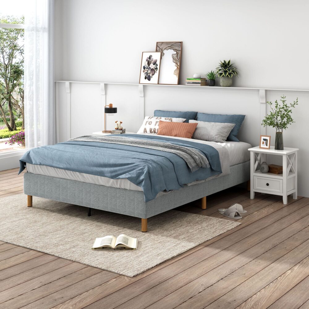 Metal Bedframe Mattress Foundation (Light Grey) - Single - SILBERSHELL