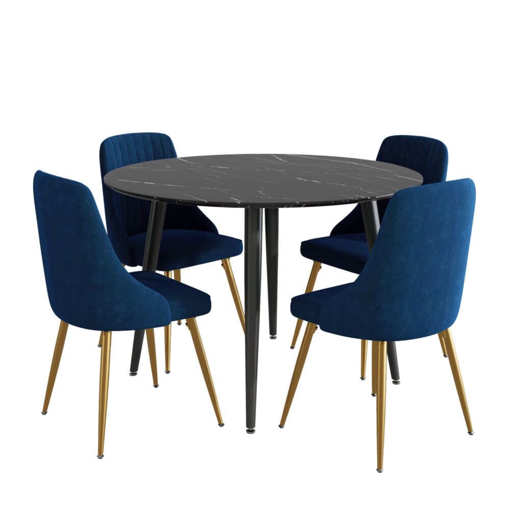 Blue Velvet Bistro Dining Set - SILBERSHELL