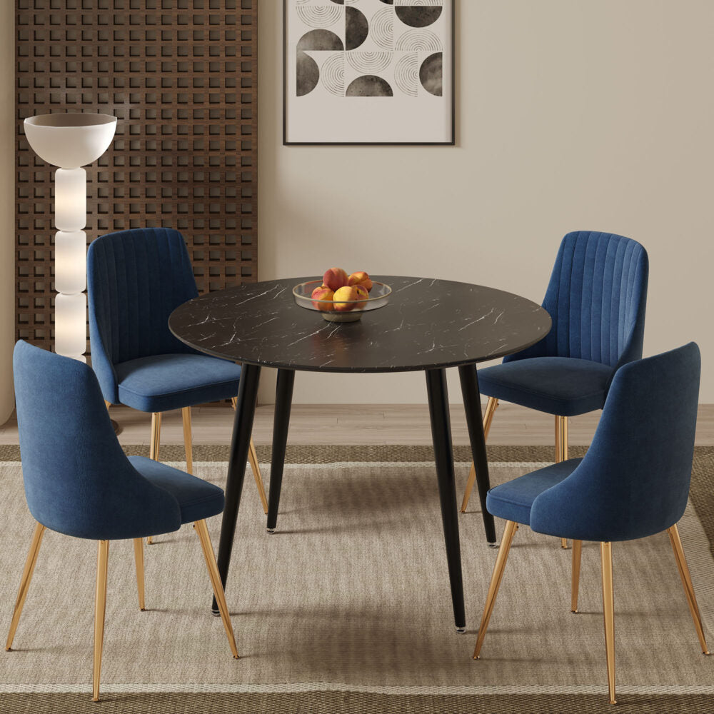 Blue Velvet Bistro Dining Set - SILBERSHELL