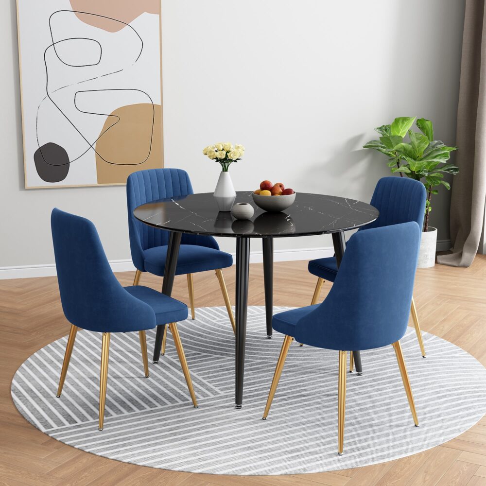 Blue Velvet Bistro Dining Set - SILBERSHELL