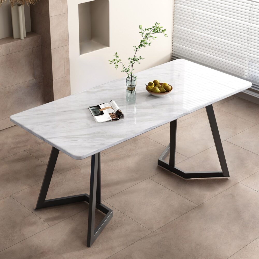 Rectangular Marble-Effect Table - SILBERSHELL