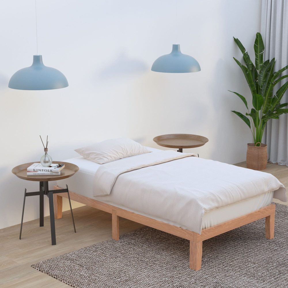 Single Size Warm Wooden Natural Bed Base Frame - SILBERSHELL