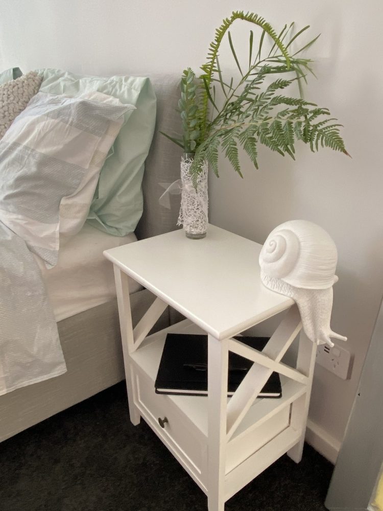 2-tier Bedside Table with Storage Drawer 2 PC - Rustic White - SILBERSHELL