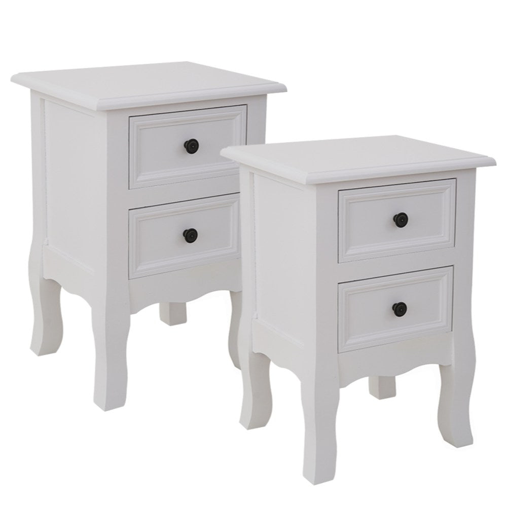 French Bedside Table Nightstand White Set of 2 - SILBERSHELL