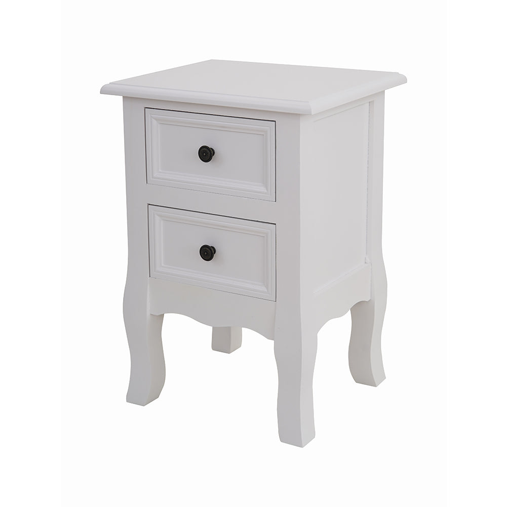 French Bedside Table Nightstand White Set of 2 - SILBERSHELL