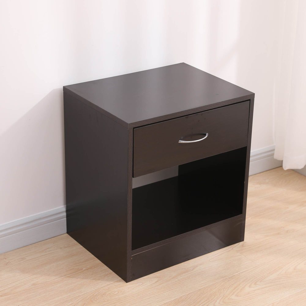 Dandi Bedside Table Nightstand with Drawer Set of 2 Brown - SILBERSHELL