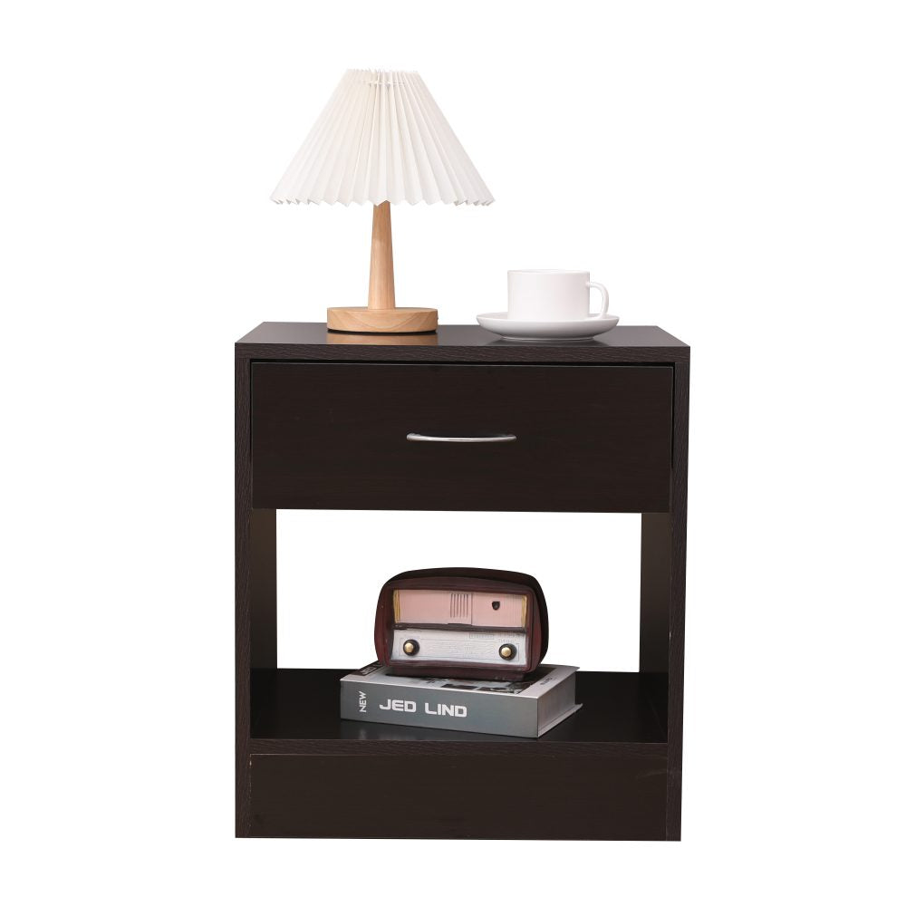 Dandi Bedside Table Nightstand with Drawer Set of 2 Brown - SILBERSHELL