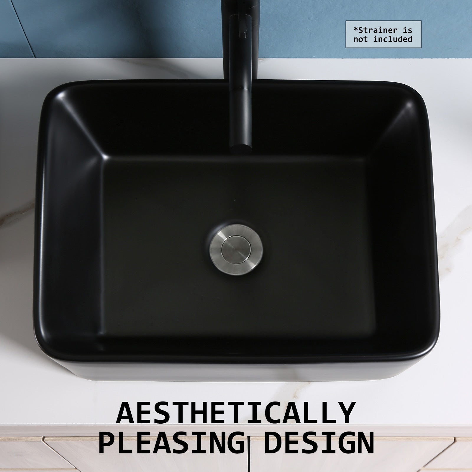 Muriel 48 x 37.5 x 13cm Black Ceramic Bathroom Basin Vanity Sink Above Counter Top Mount Bowl - SILBERSHELL