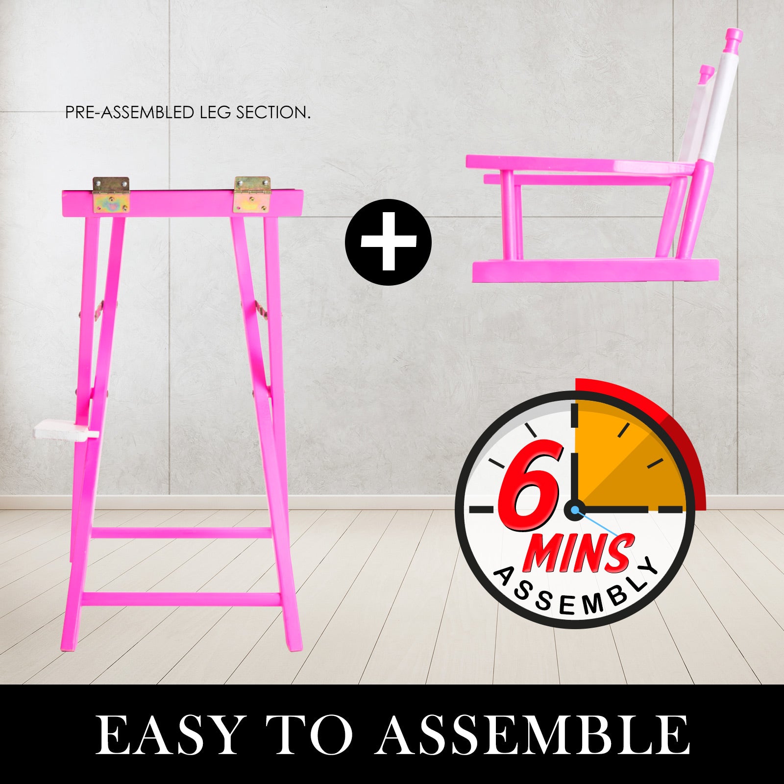 La Bella Pink Folding Tall Chair DARK HUMOR Movie Director 75cm - SILBERSHELL