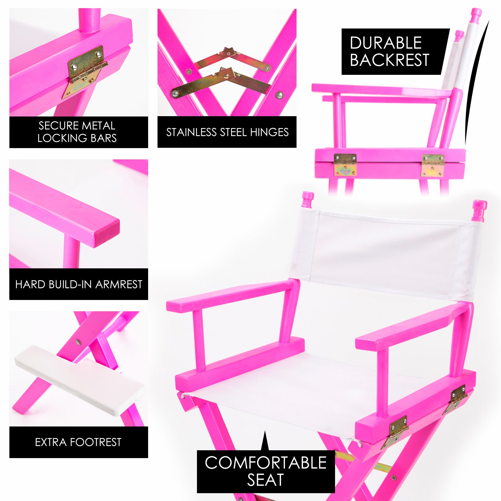 La Bella 2 Set Pink Folding Tall Chair DARK HUMOR Movie Director 75cm - SILBERSHELL