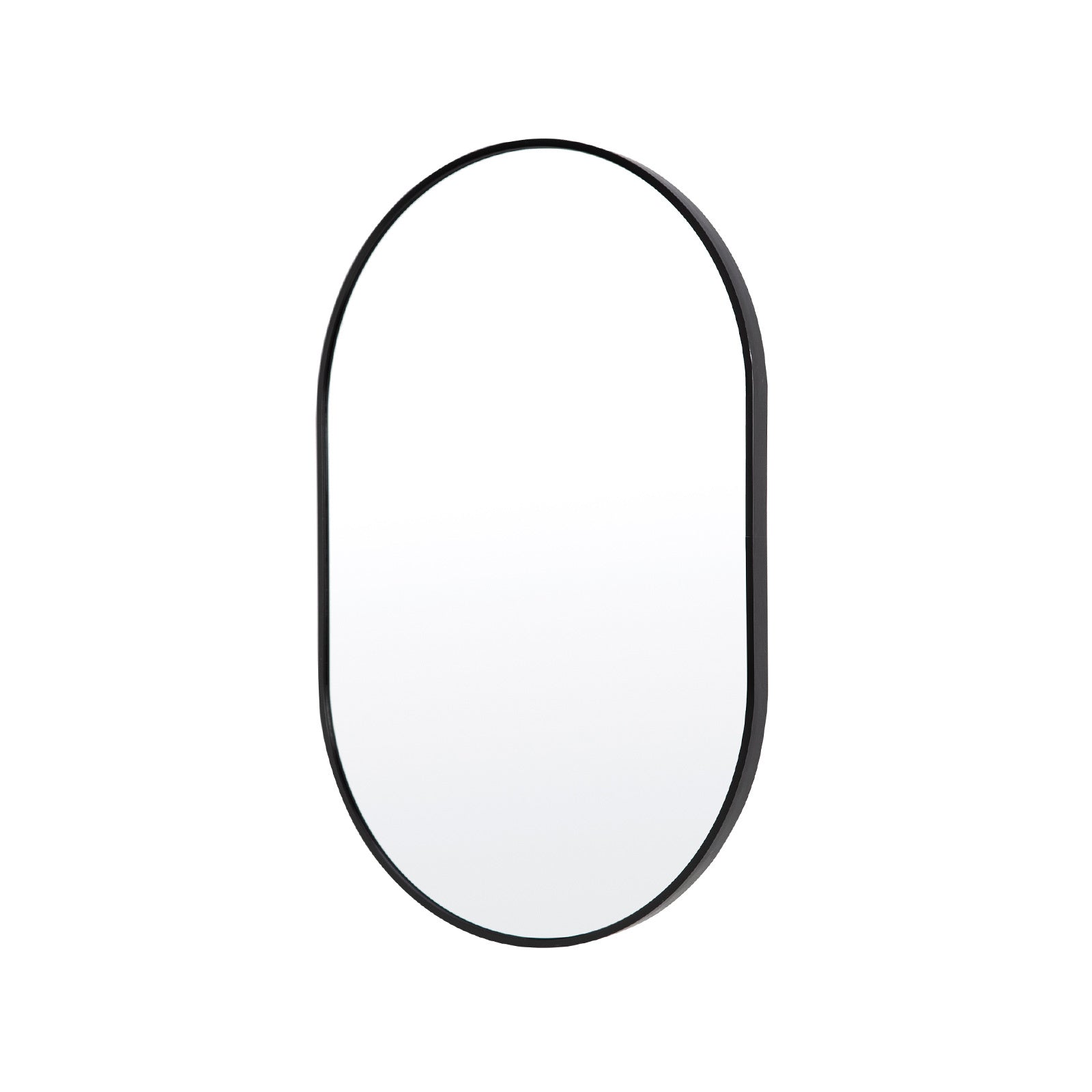 La Bella Black Wall Mirror Oval Aluminum Frame Makeup Decor Bathroom Vanity 50 x 75cm - SILBERSHELL