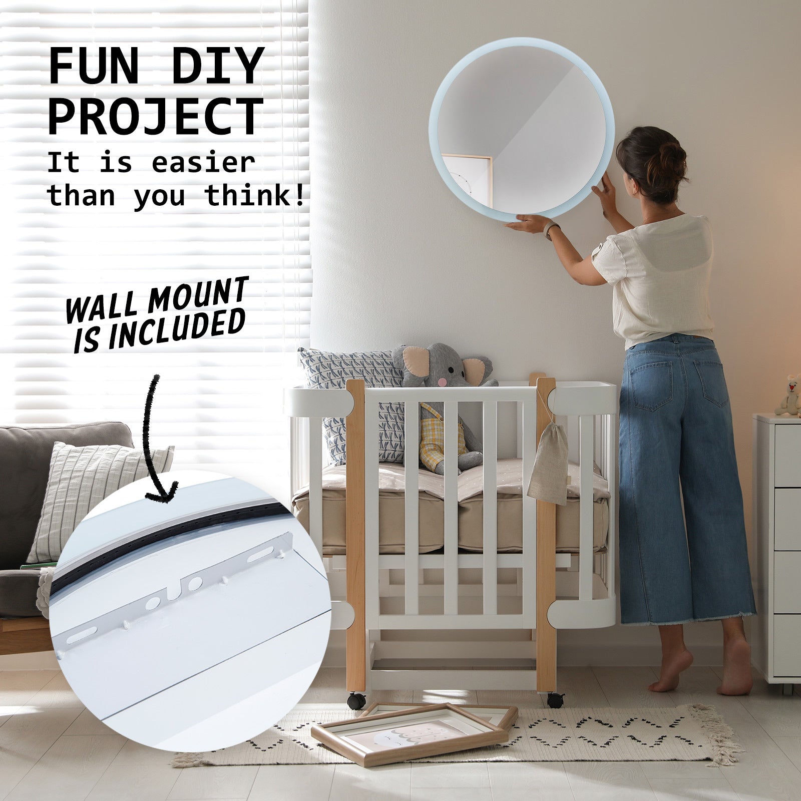 La Bella LED Wall Mirror Round Touch Anti-Fog Makeup Decor Bathroom Vanity 50cm - SILBERSHELL