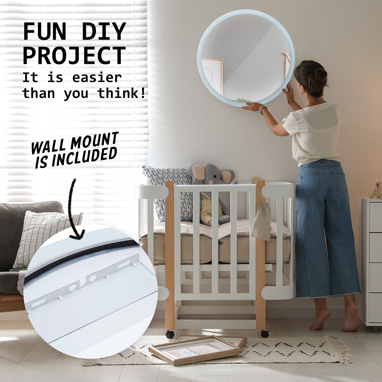 La Bella LED Wall Mirror Round Touch Anti-Fog Makeup Decor Bathroom Vanity 70cm - SILBERSHELL