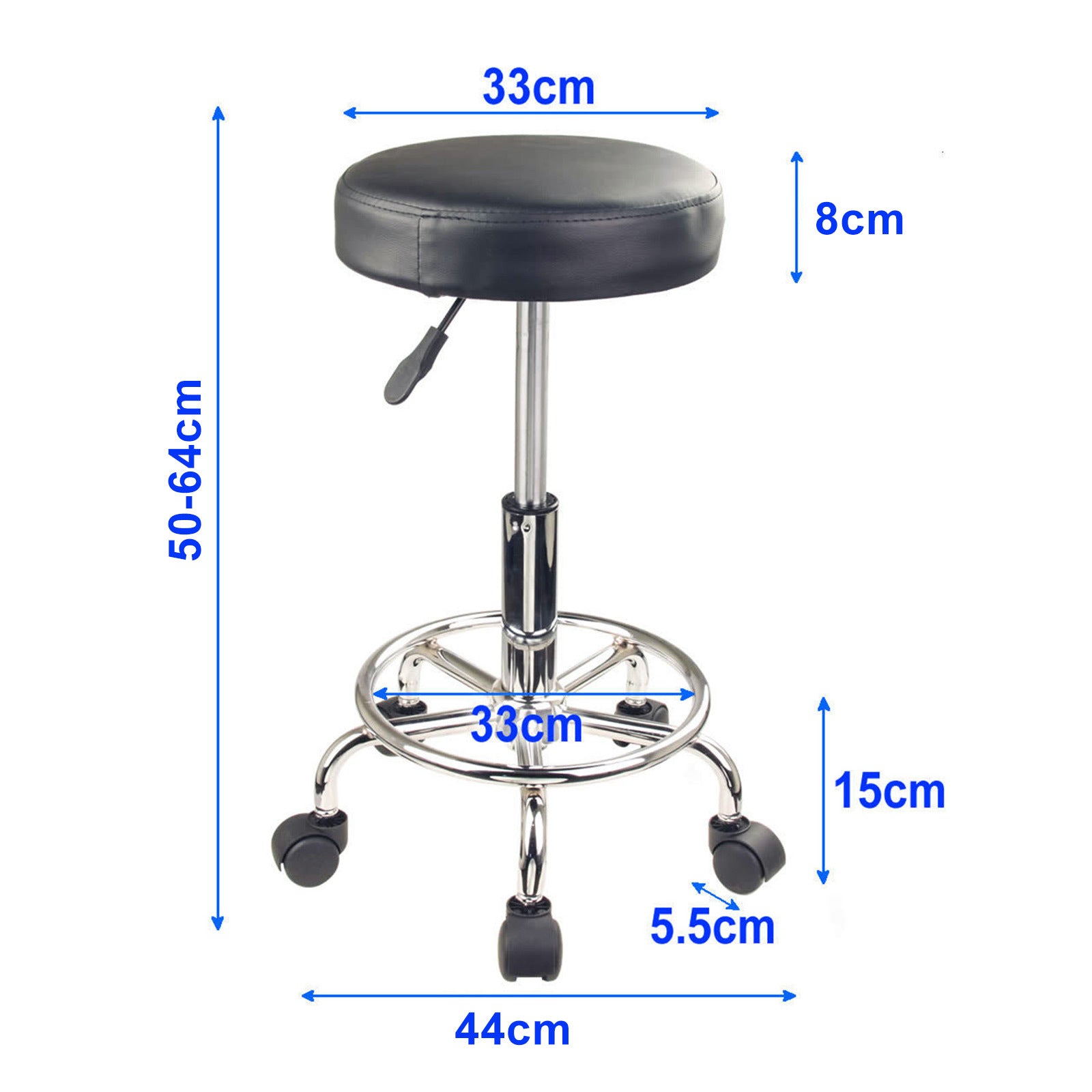 Forever Beauty Black Salon Barber Stool Swivel Round Type - SILBERSHELL