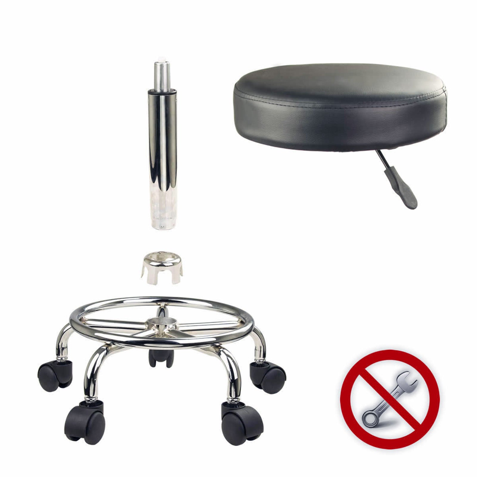 Forever Beauty 2 Set Black Salon Barber Stool Swivel Round Type - SILBERSHELL